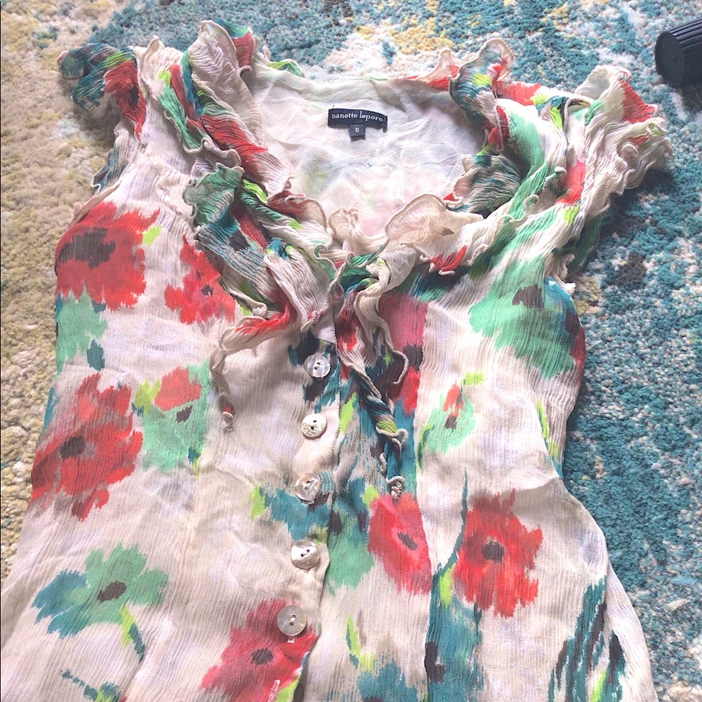 Nanette Lenore %100 silk top XS 0 really cute, $225